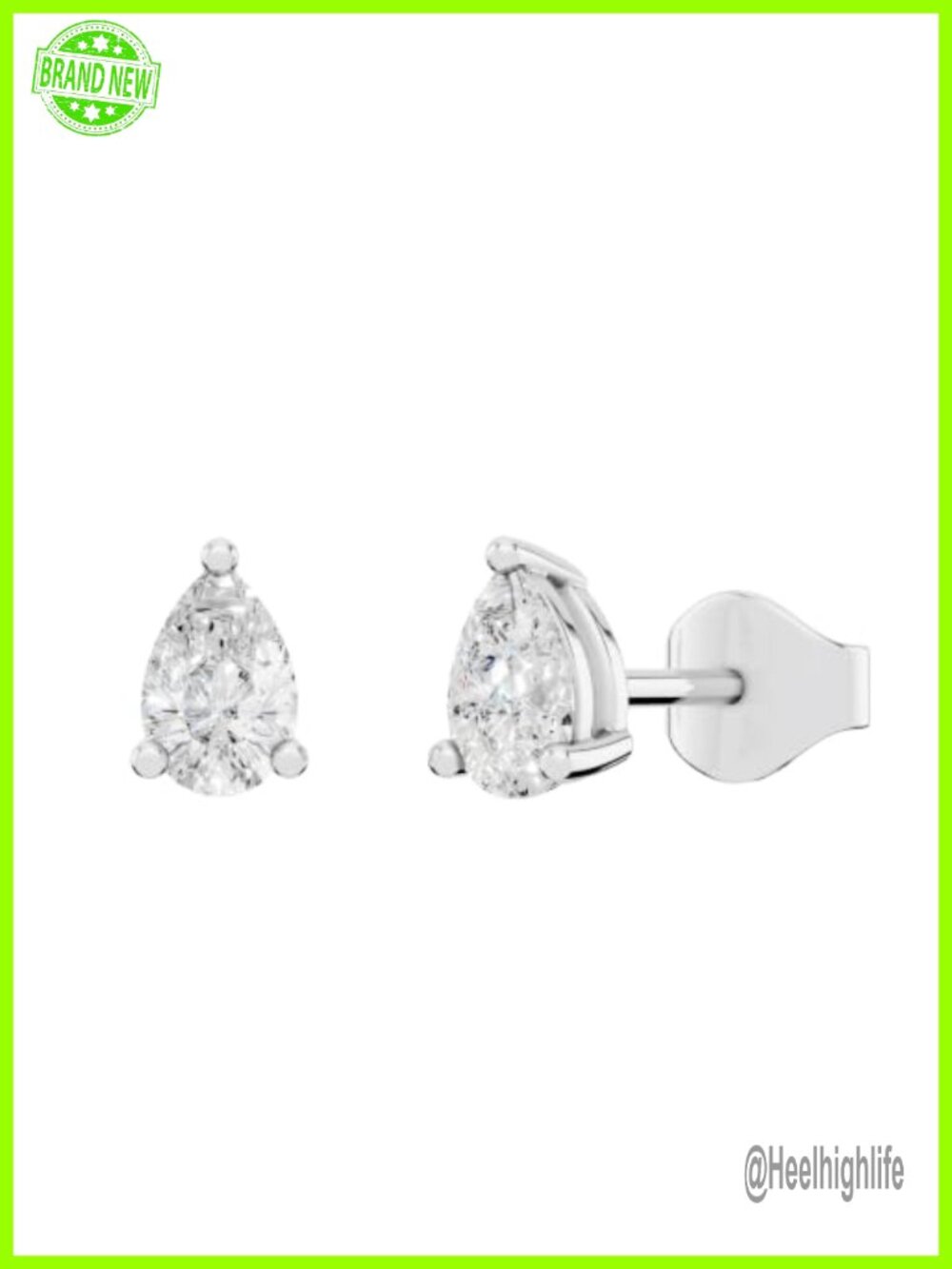 Pear Lab Grown Diamond Solitaire Stud Earrings 925 Sterling Silver